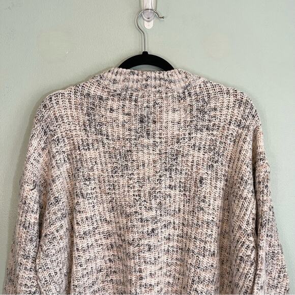 Violeta By Ming Mock Neck Long Sleeve Ribbed Knit Pullover Sweater Gray Medium - Picture 9 of 11